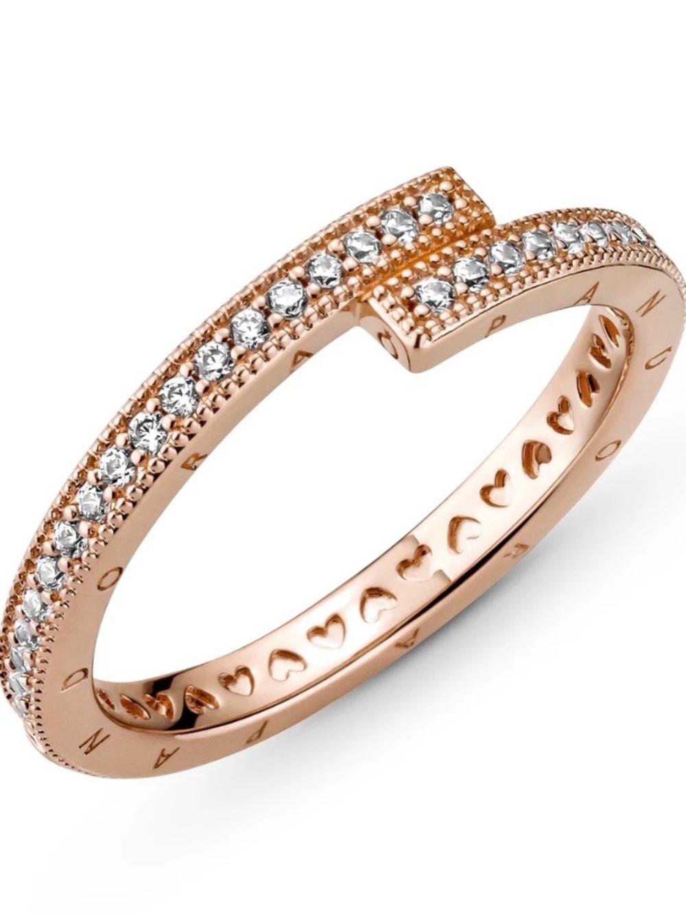 Pandora Rose Gold Chevron Ring with Clear Stones